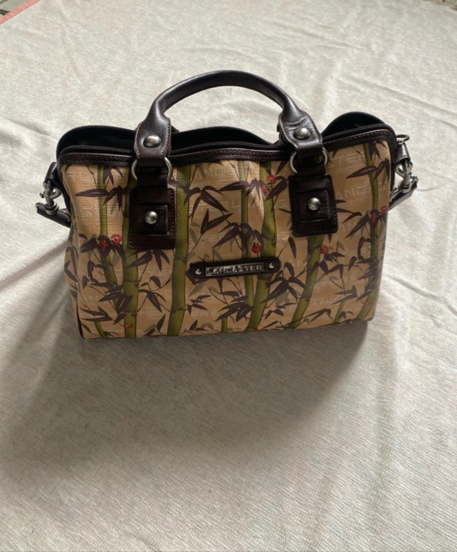 Sac à main Lancaster motif bambou vintage avec bandoulière – photo 7